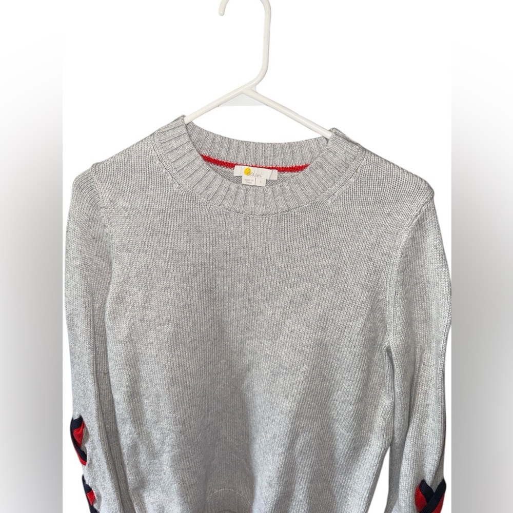 Boden Angelica Gray Cashmere Blend Knit Crewneck Tie Sleeves Sweater Size Small - Picture 2 of 7
